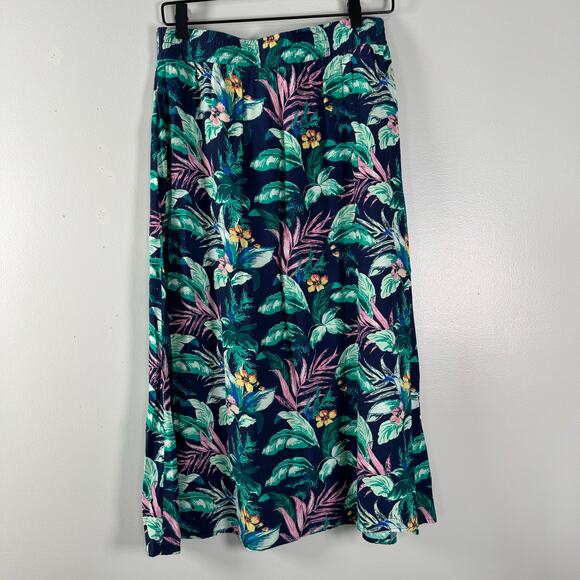 NWT Loft Women's Multicolor 100% Rayon Floral Button Midi Skirt Tropical Small - Picture 4 of 8